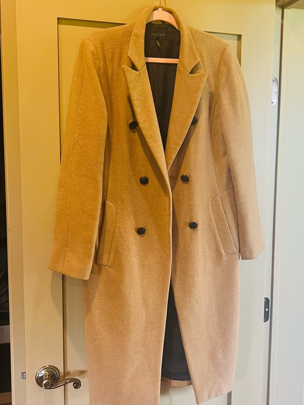 rag & bone Double-Breasted Camel Wool Long  Coat sz 12